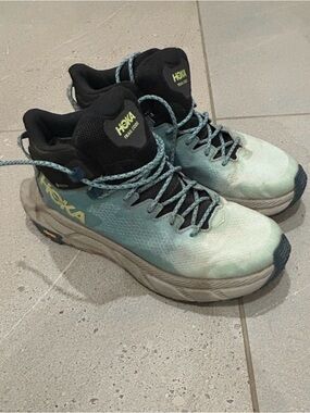 Hoka Trail Shoes in Aqua Teal and Black
